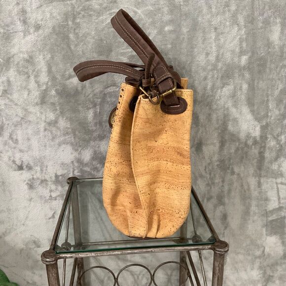 Eve Natural Cork Tote Bag Portugues Bora HandBag Waterproof 13”x15” - Picture 4 of 16